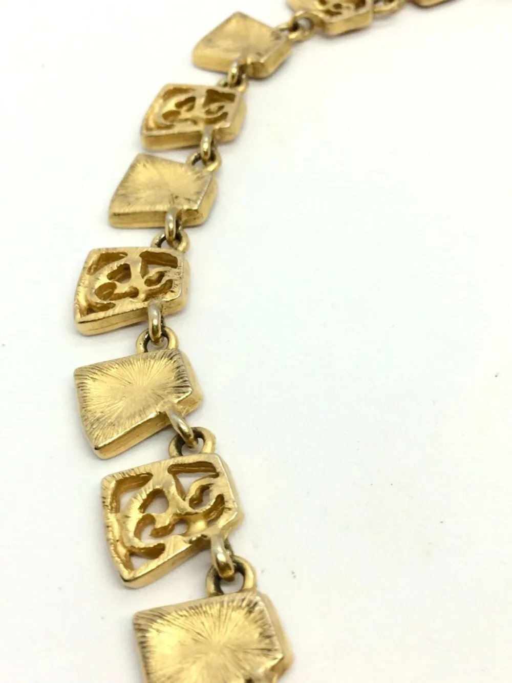 VINTAGE GOLD TONE Necklace Etruscan Revival Filigree Collar Brushed 16